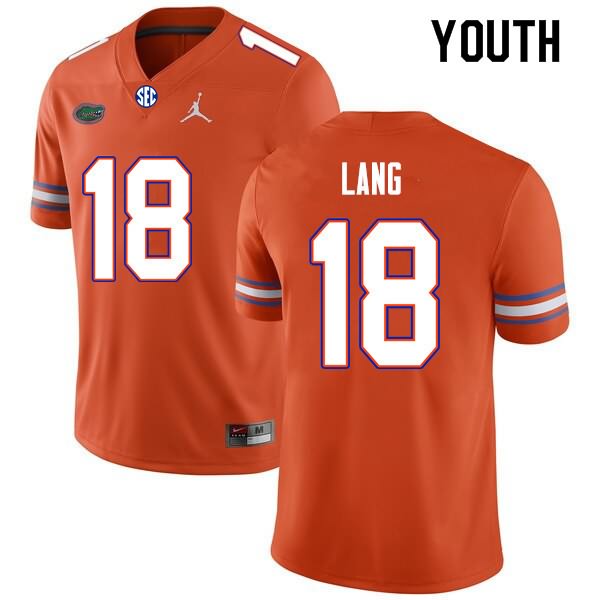 NCAA Florida Gators Dante Lang Youth #18 Nike Orange Stitched Authentic College Football Jersey JAU2264ZB